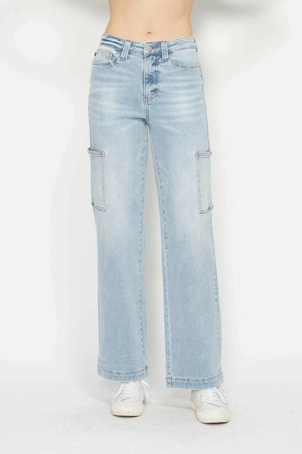 Judy Blue High Waist Straight Cargo Jeans - Full Size - The Rogue Daisy