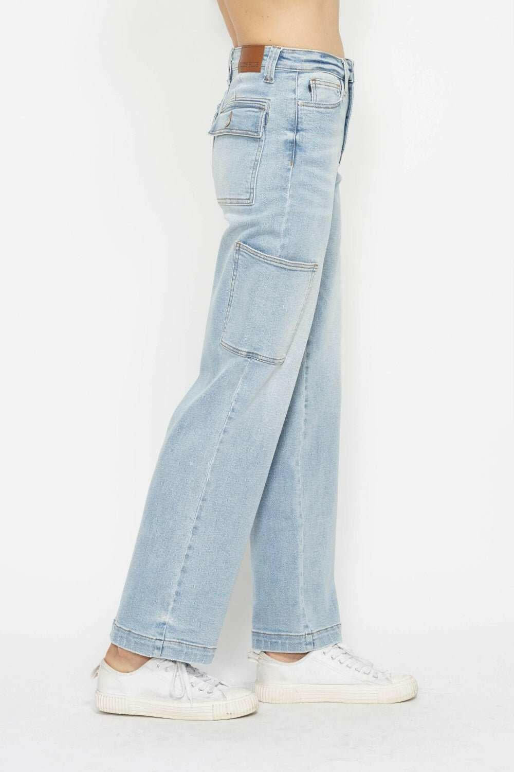 Judy Blue High Waist Straight Cargo Jeans - Full Size - The Rogue Daisy