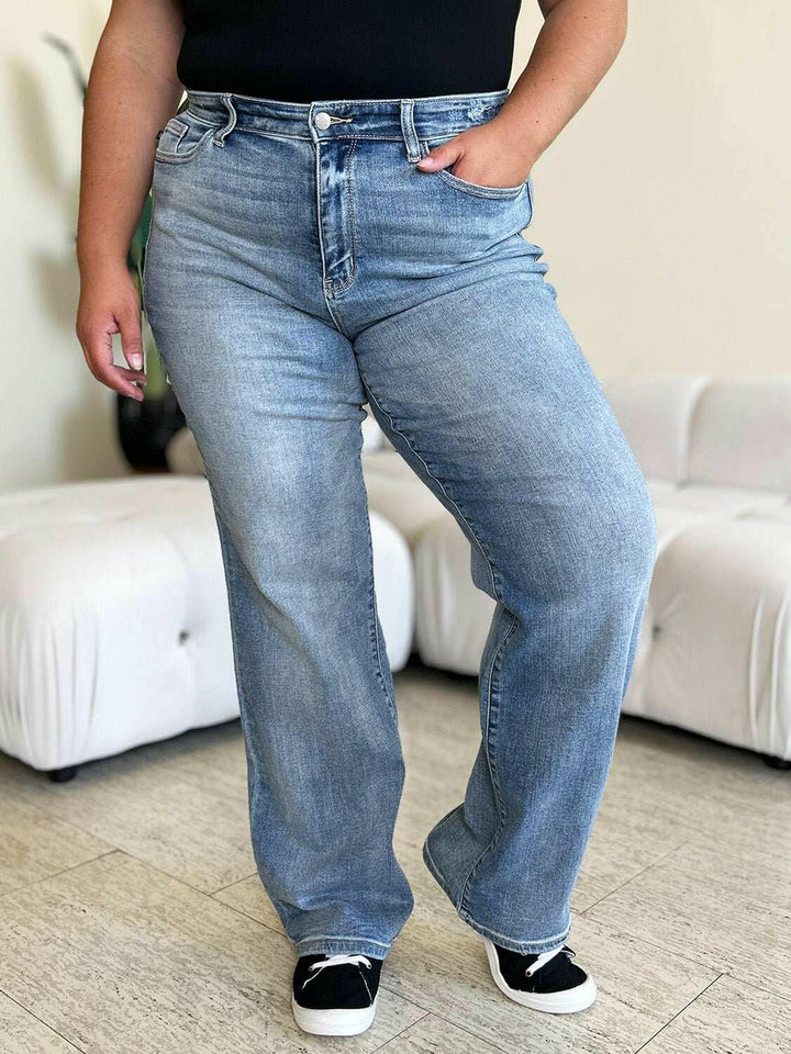 Judy Blue High Waist Straight Jeans - Full Size - The Rogue Daisy