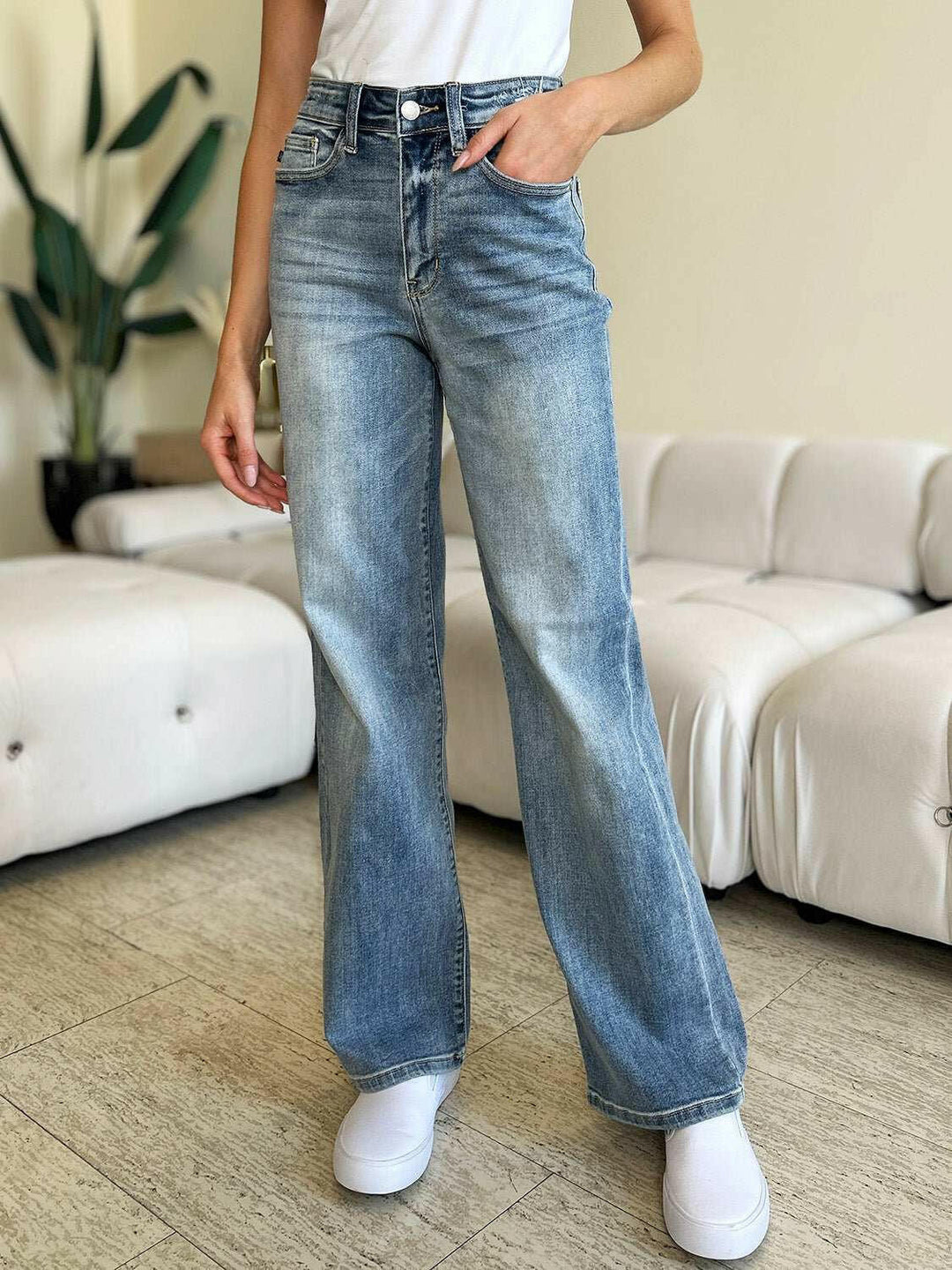 Judy Blue High Waist Straight Jeans - Full Size - The Rogue Daisy