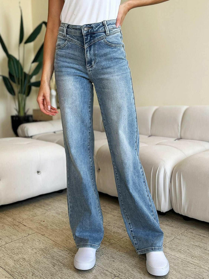 Judy Blue High Waist Wide Leg Jeans - Full Size - The Rogue Daisy