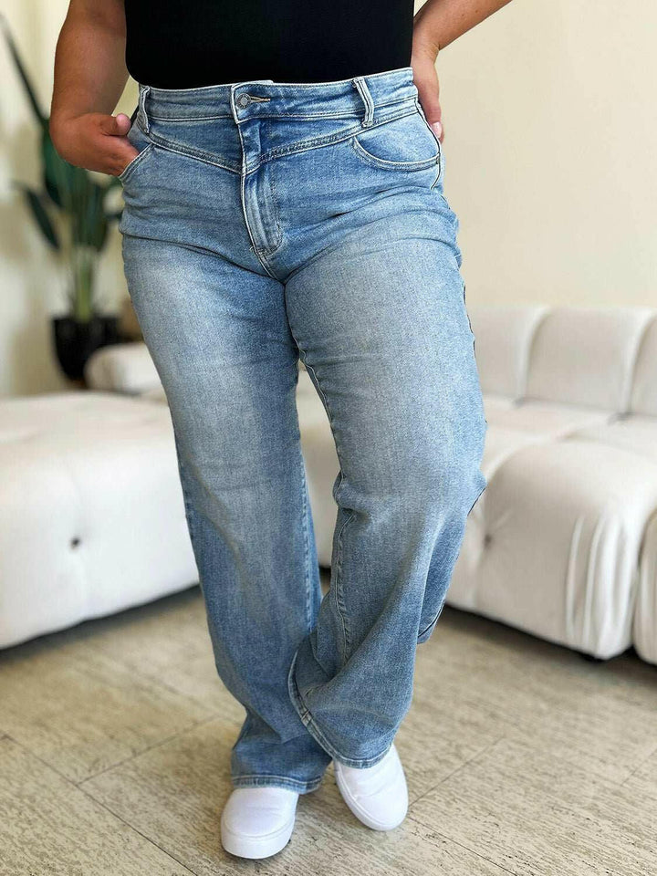 Judy Blue High Waist Wide Leg Jeans - Full Size - The Rogue Daisy