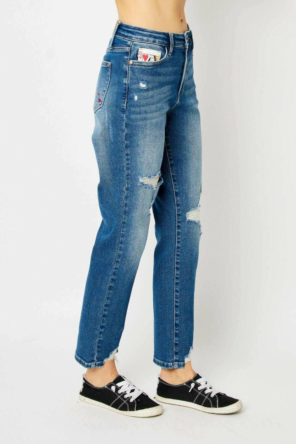 Judy Blue Queen Of Hearts Jeans - Full Size - The Rogue Daisy