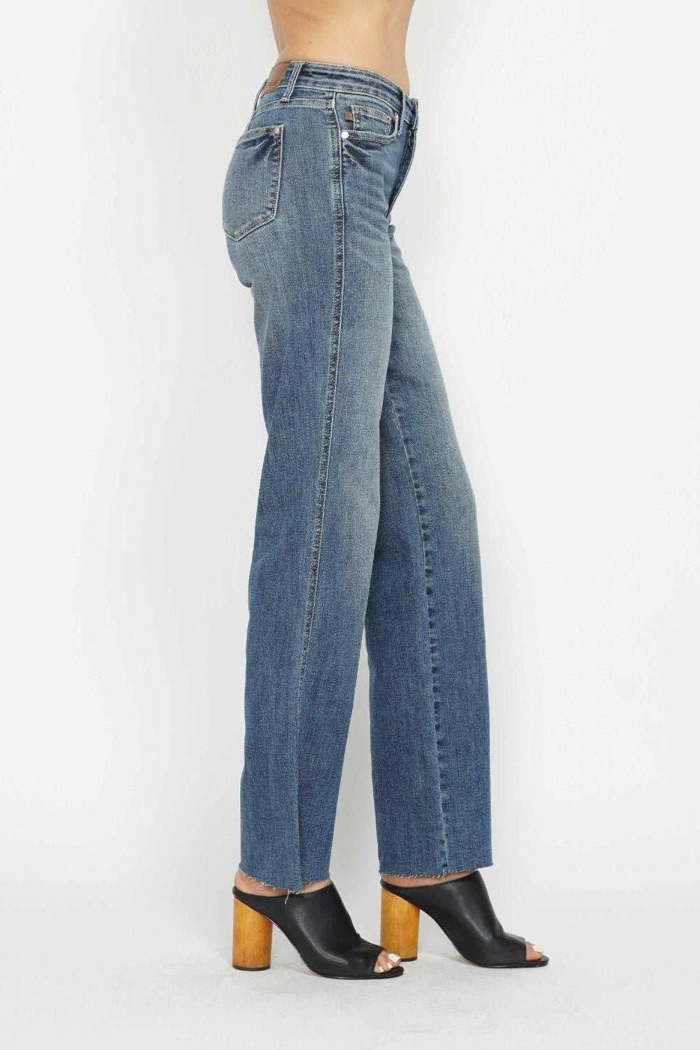 Judy Blue Tummy Control Straight Jeans - Full Size - The Rogue Daisy