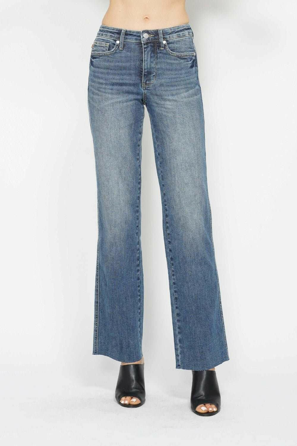 Judy Blue Tummy Control Straight Jeans - Full Size - The Rogue Daisy