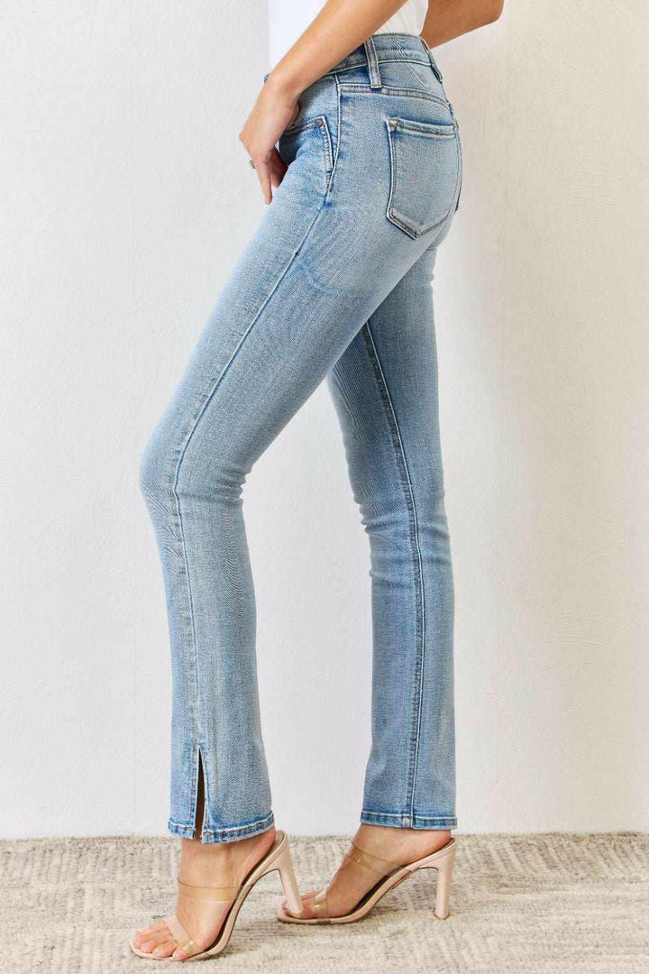 Kancan Mid Rise Y2K Slit Bootcut Jeans - Full Size - The Rogue Daisy