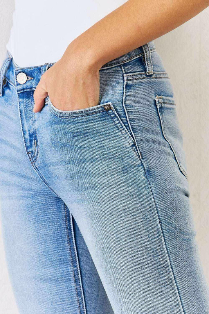 Kancan Mid Rise Y2K Slit Bootcut Jeans - Full Size - The Rogue Daisy