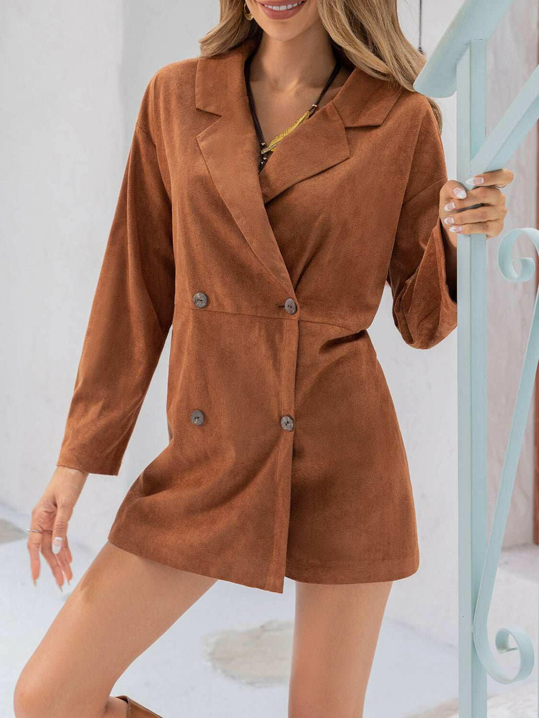 Lapel Collar Long Sleeve Romper - The Rogue Daisy