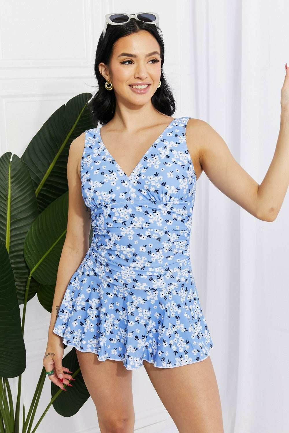 Plunge Neck Swim Dress