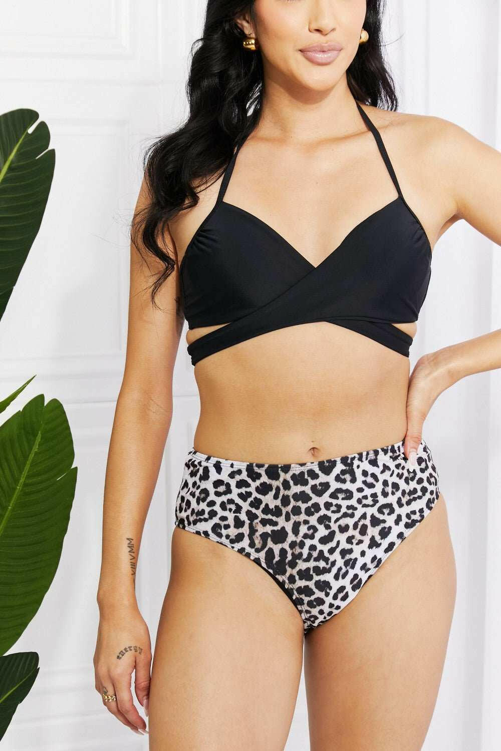 Marina West Swim 'Summer Splash' Halter Bikini Set in Black - The Rogue Daisy