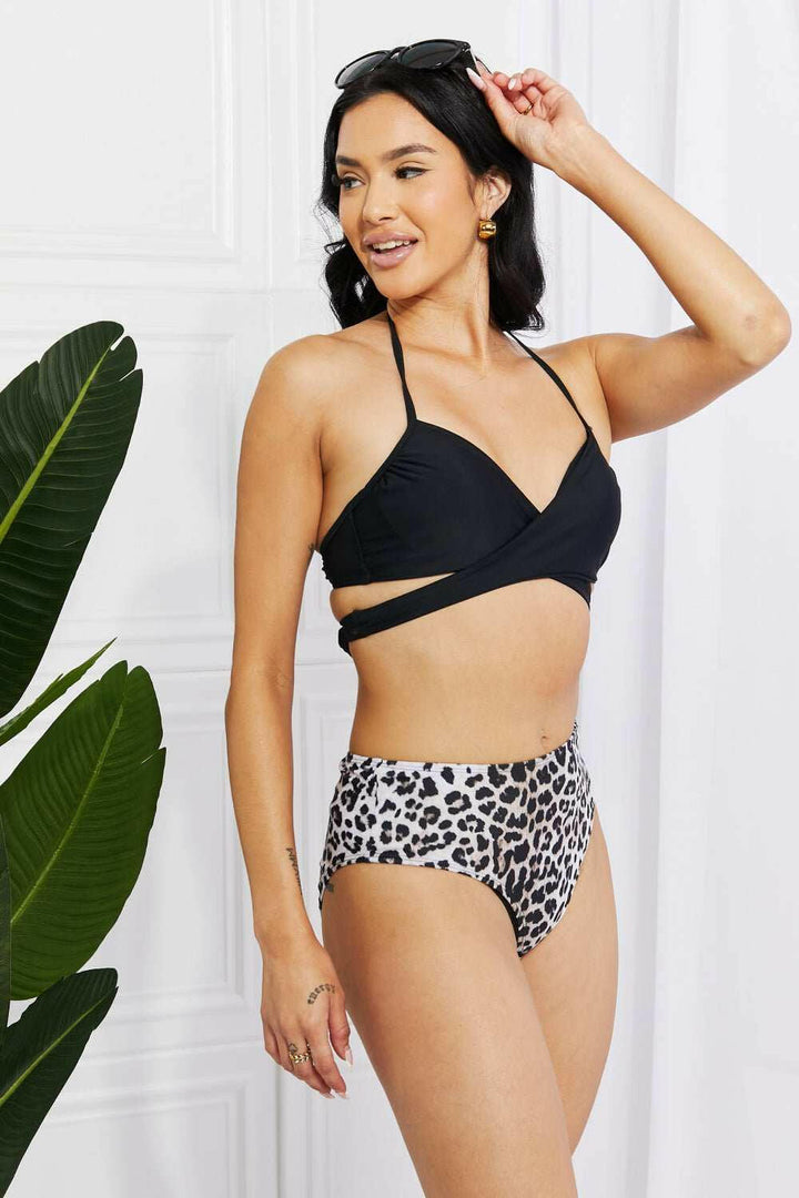 Marina West Swim 'Summer Splash' Halter Bikini Set in Black - The Rogue Daisy