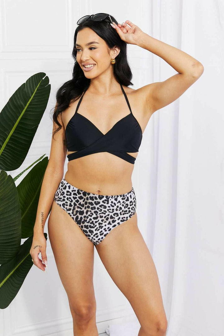 Marina West Swim 'Summer Splash' Halter Bikini Set in Black - The Rogue Daisy