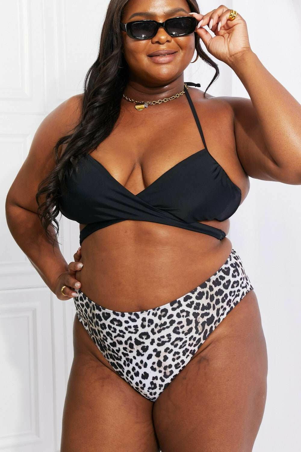 Marina West Swim 'Summer Splash' Halter Bikini Set in Black - The Rogue Daisy