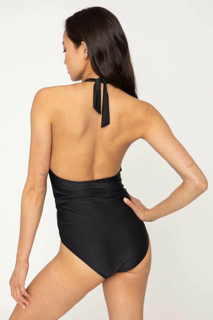 Marina West Swim Twisted Plunge Halter One Piece - The Rogue Daisy