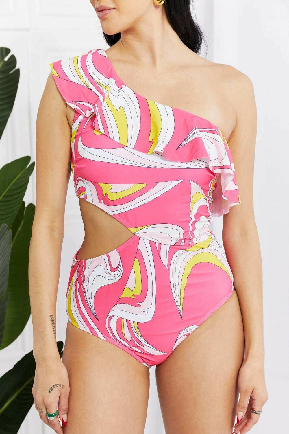 Marina West Swim 'Vitamin C' Asymmetric Cutout Ruffle Swimsuit - The Rogue Daisy