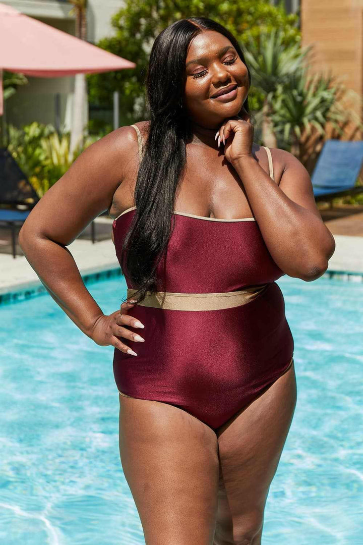 Contrast Trim One Piece Swimsuit