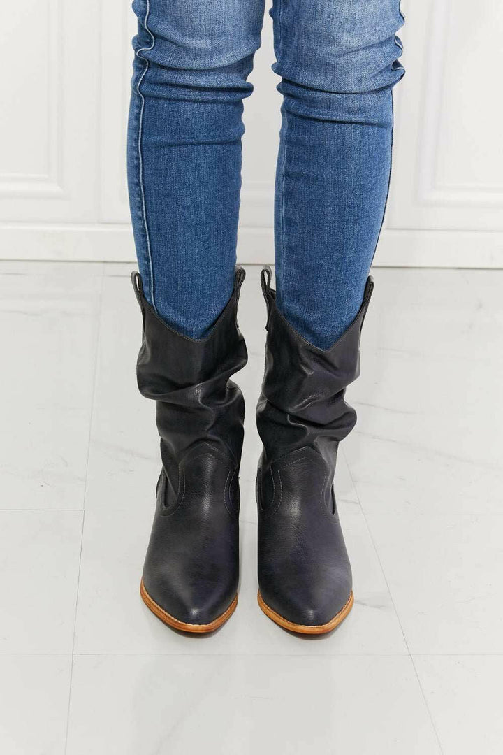 Navy Scrunch Cowboy Boots