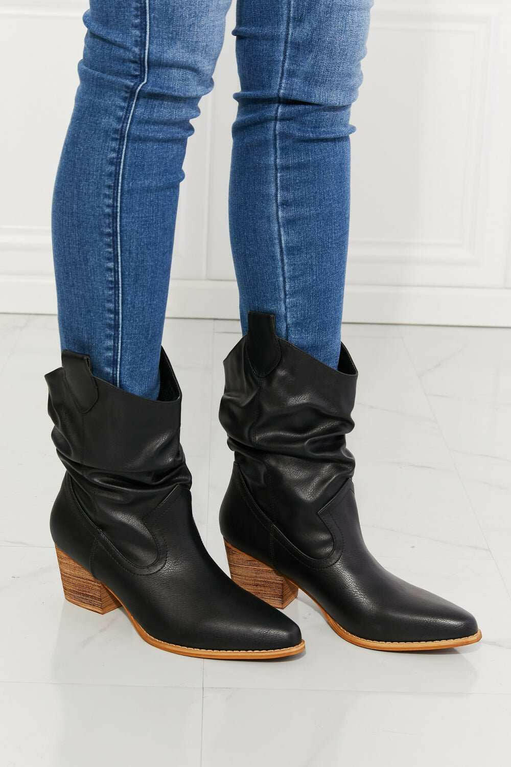 Black Scrunch Cowboy Boots