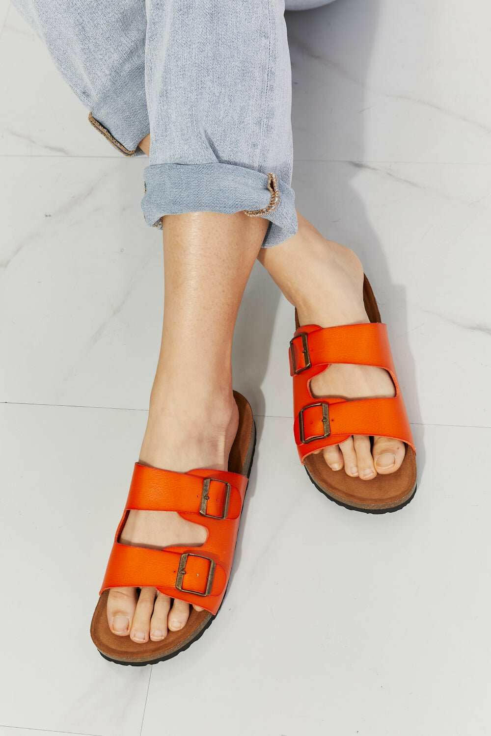 Orange Slide Sandals