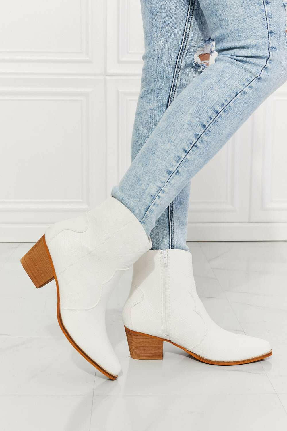 White Faux Leather Western Boots