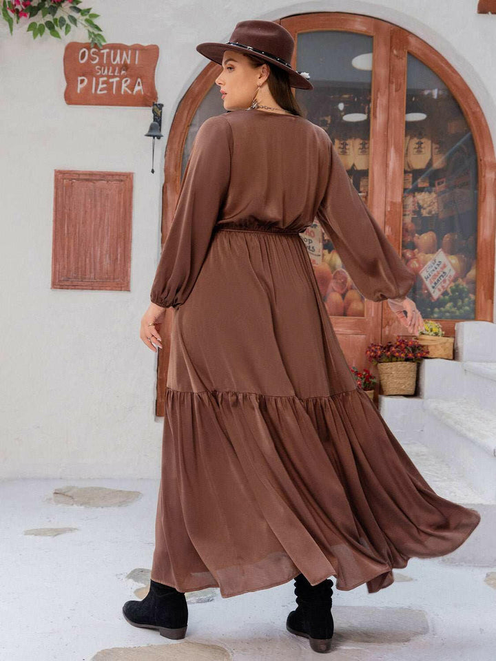 Mocha Ruffle Maxi Dress - Plus Size - The Rogue Daisy