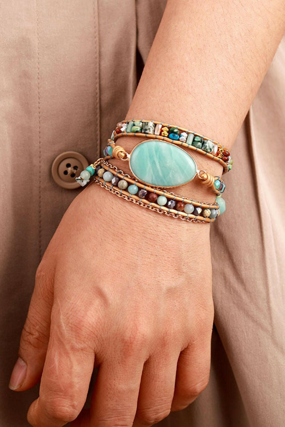 Natural Stone Beaded Triple Layer Bracelet - The Rogue Daisy