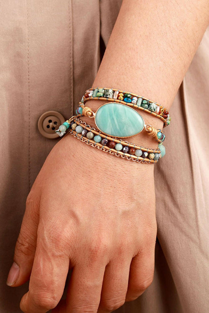 Natural Stone Beaded Triple Layer Bracelet - The Rogue Daisy