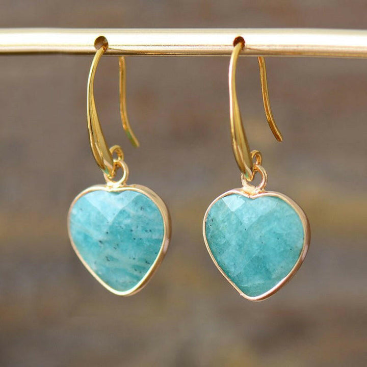 Natural Stone Heart Drop Earrings - The Rogue Daisy