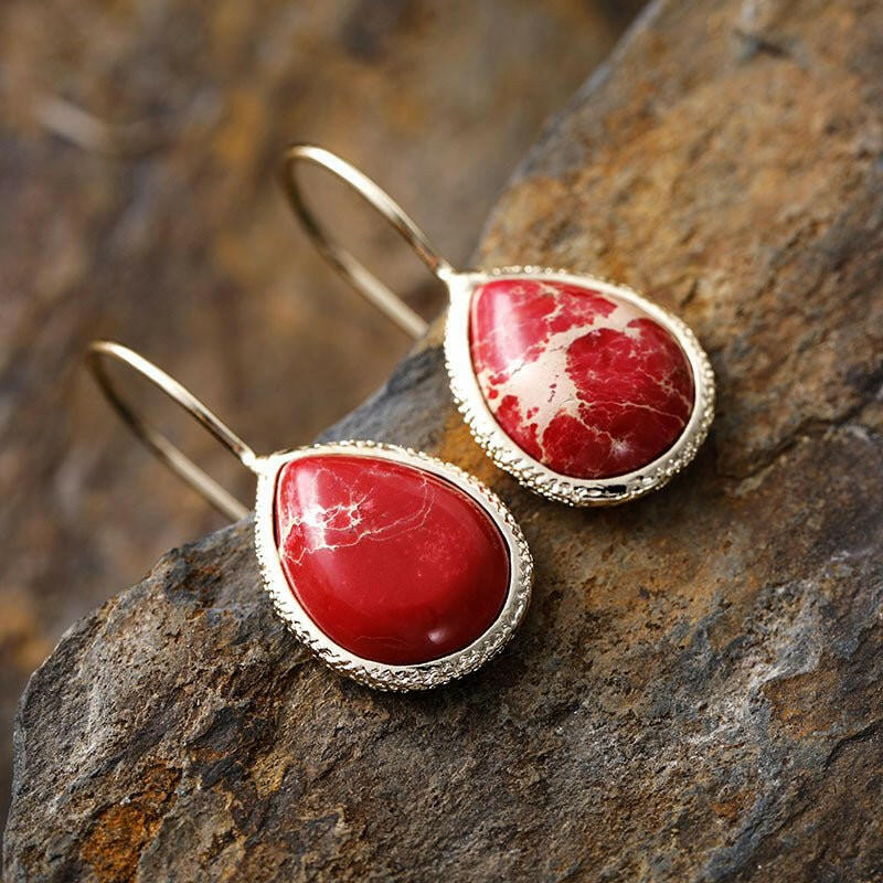 Natural Stone Teardrop Shape Earrings - The Rogue Daisy