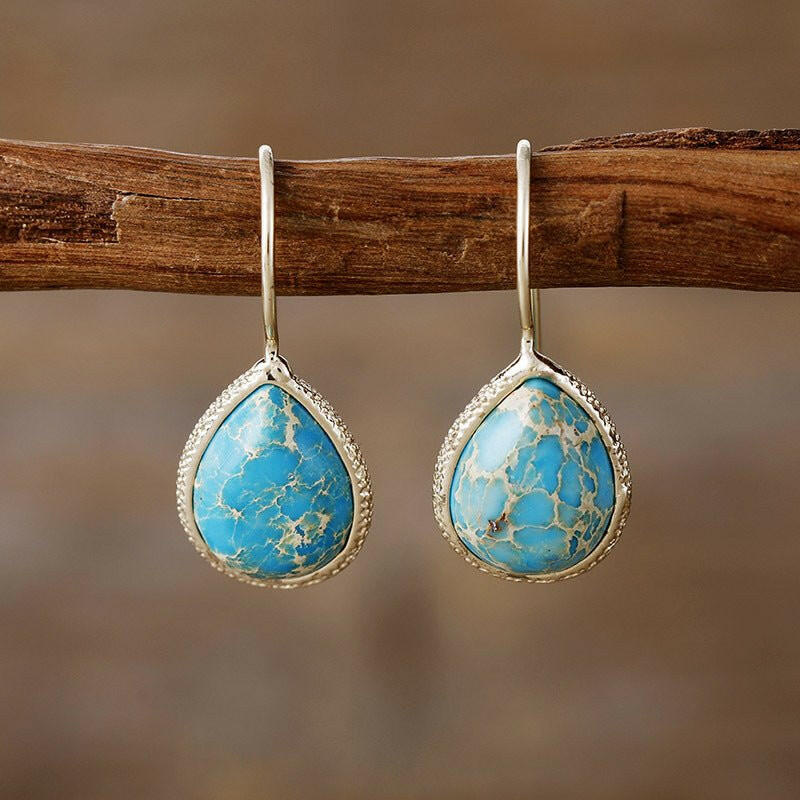 Natural Stone Teardrop Shape Earrings - The Rogue Daisy