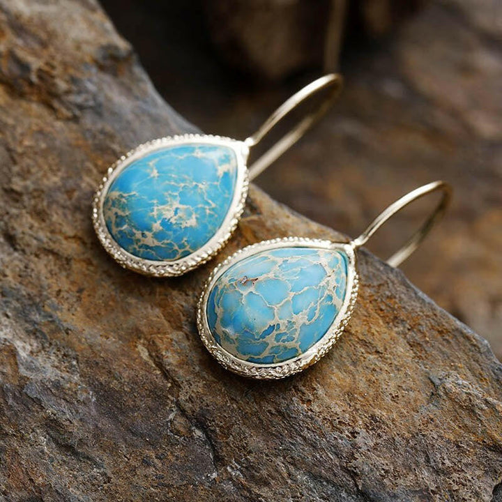 Natural Stone Teardrop Shape Earrings - The Rogue Daisy