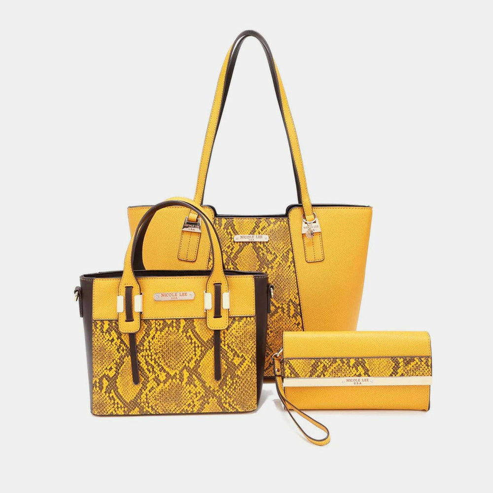 Nicole Lee USA 3 - Piece Snake Print Handbag Set - The Rogue Daisy