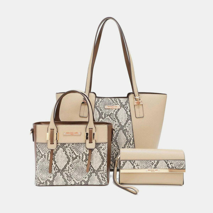 Nicole Lee USA 3 - Piece Snake Print Handbag Set - The Rogue Daisy