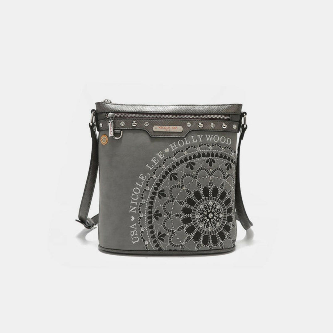 Nicole Lee USA Metallic Stitching Embroidery Inlaid Rhinestone Crossbody Bag - The Rogue Daisy