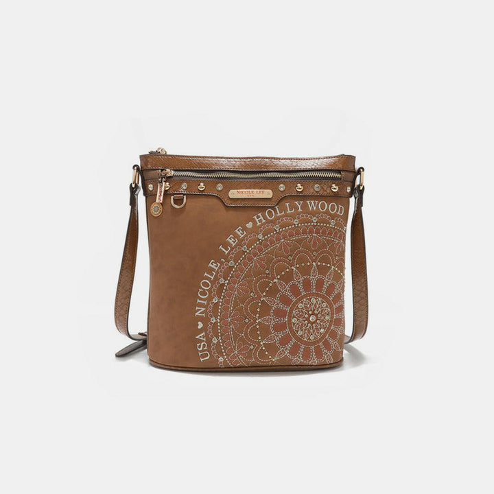 Nicole Lee USA Metallic Stitching Embroidery Inlaid Rhinestone Crossbody Bag - The Rogue Daisy