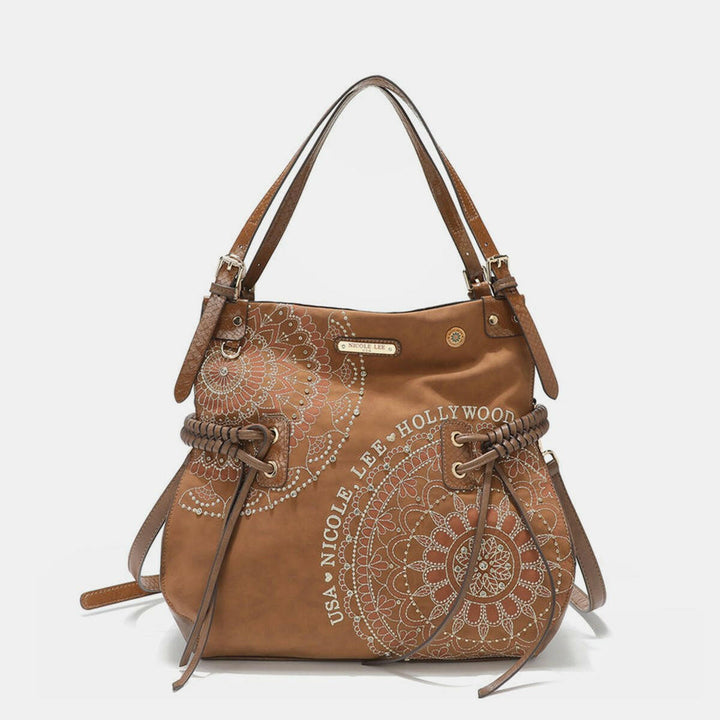 Nicole Lee USA Side Braided Tassel Inlaid Rhinestone Embroidery Hobo Bag - The Rogue Daisy