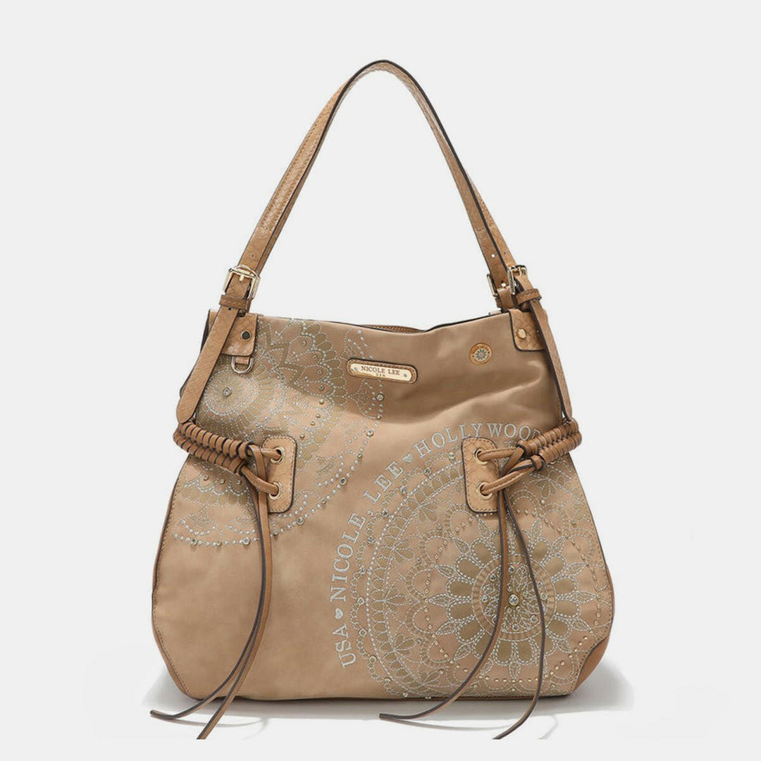 Nicole Lee USA Side Braided Tassel Inlaid Rhinestone Embroidery Hobo Bag - The Rogue Daisy