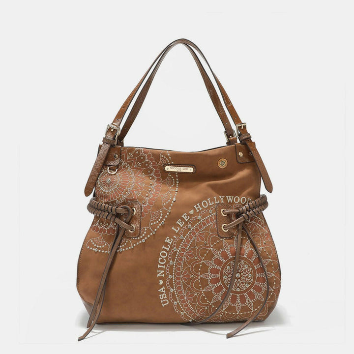 Nicole Lee USA Side Braided Tassel Inlaid Rhinestone Embroidery Hobo Bag - The Rogue Daisy