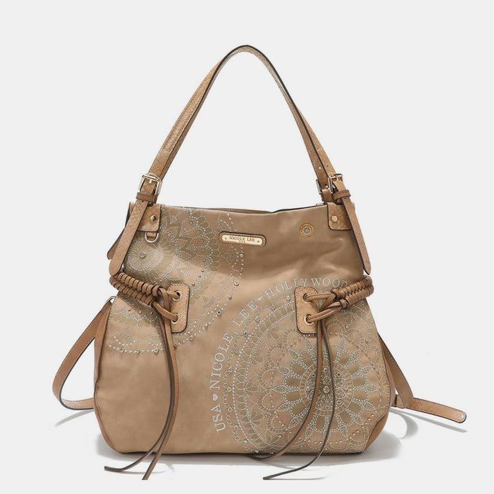 Nicole Lee USA Side Braided Tassel Inlaid Rhinestone Embroidery Hobo Bag - The Rogue Daisy