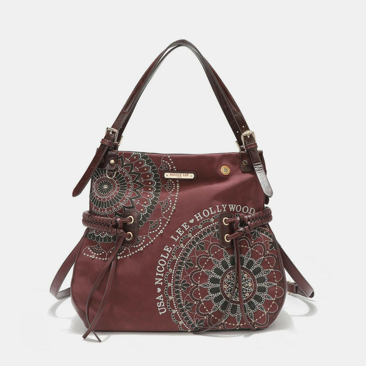 Nicole Lee USA Side Braided Tassel Inlaid Rhinestone Embroidery Hobo Bag - The Rogue Daisy