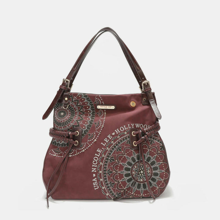 Nicole Lee USA Side Braided Tassel Inlaid Rhinestone Embroidery Hobo Bag - The Rogue Daisy