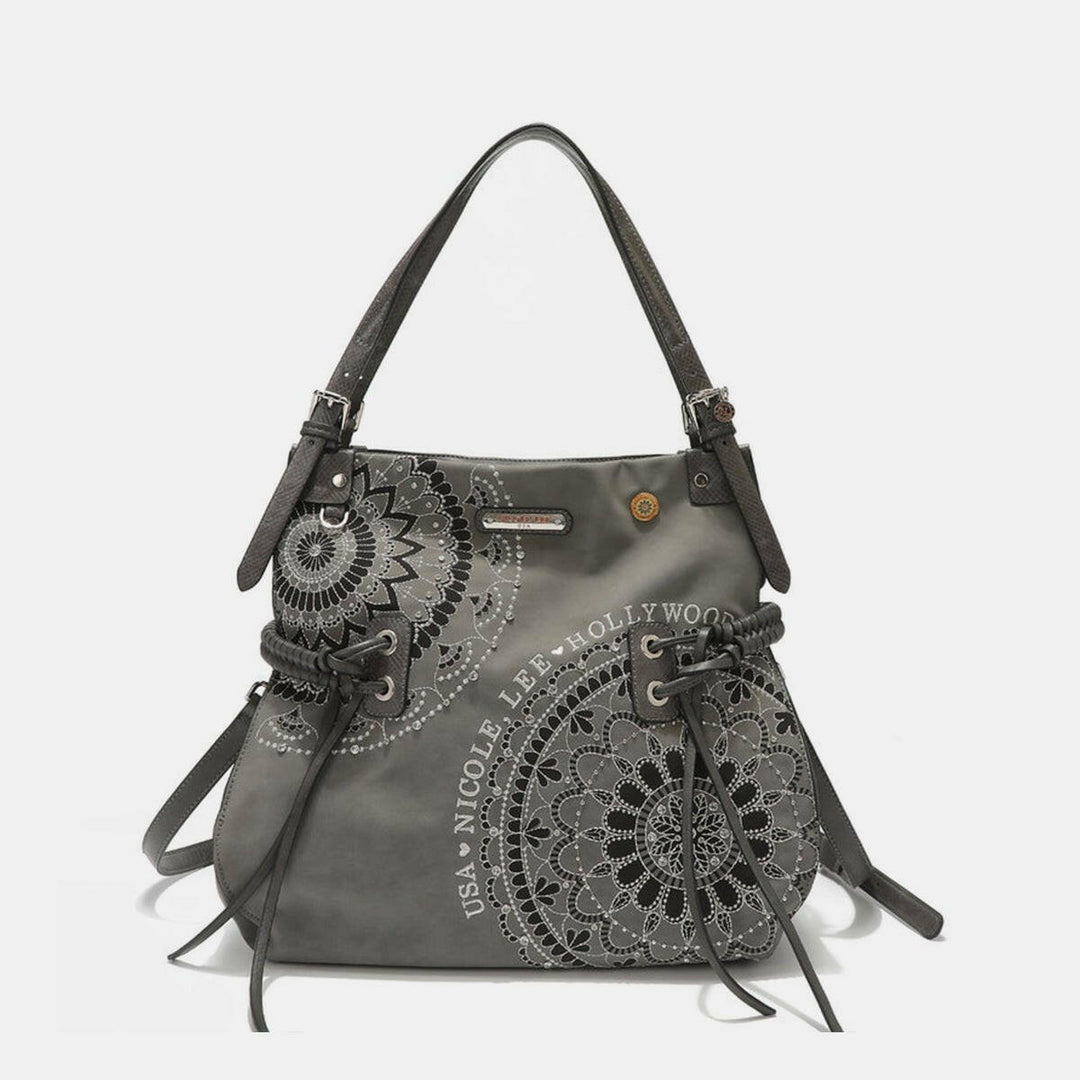 Nicole Lee USA Side Braided Tassel Inlaid Rhinestone Embroidery Hobo Bag - The Rogue Daisy