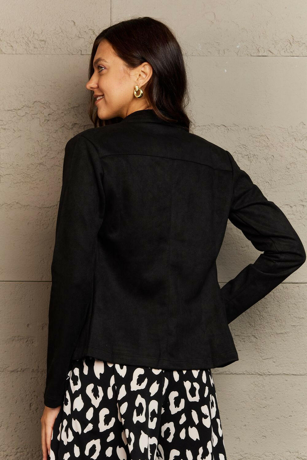 Ninexis Lapel Collar Long Sleeve Jacket - Full Size - The Rogue Daisy