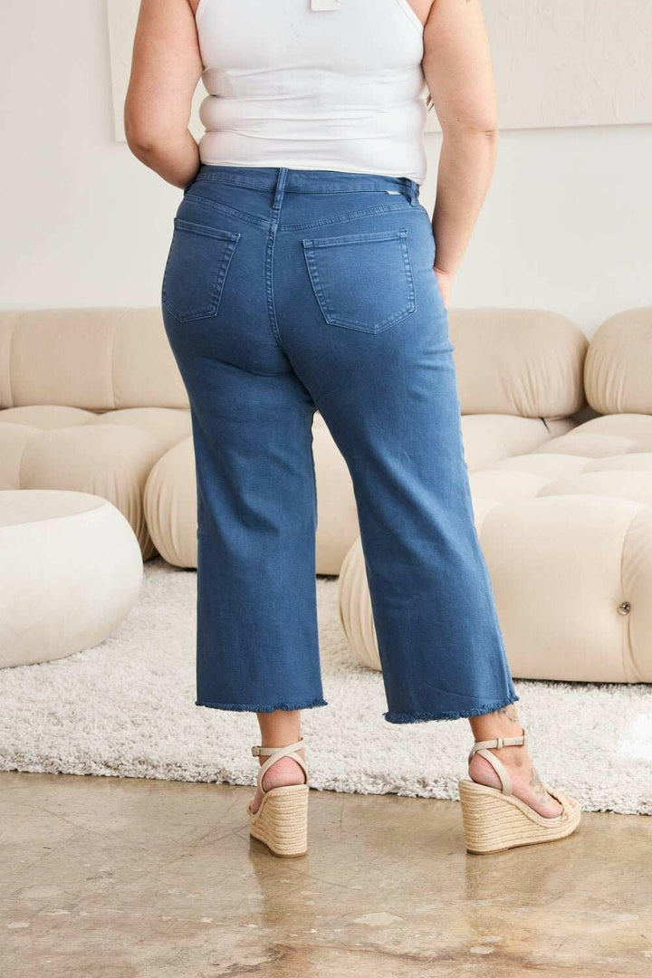 RFM 'Chloe' Tummy Control High Waist Raw Hem Cropped Jeans - Full Size - The Rogue Daisy