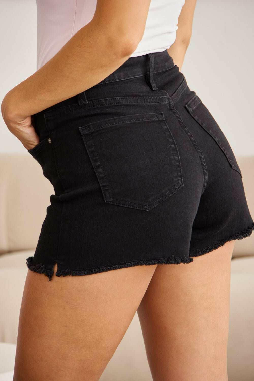 RFM Tummy Control High Waist Denim Shorts - Full Size - The Rogue Daisy