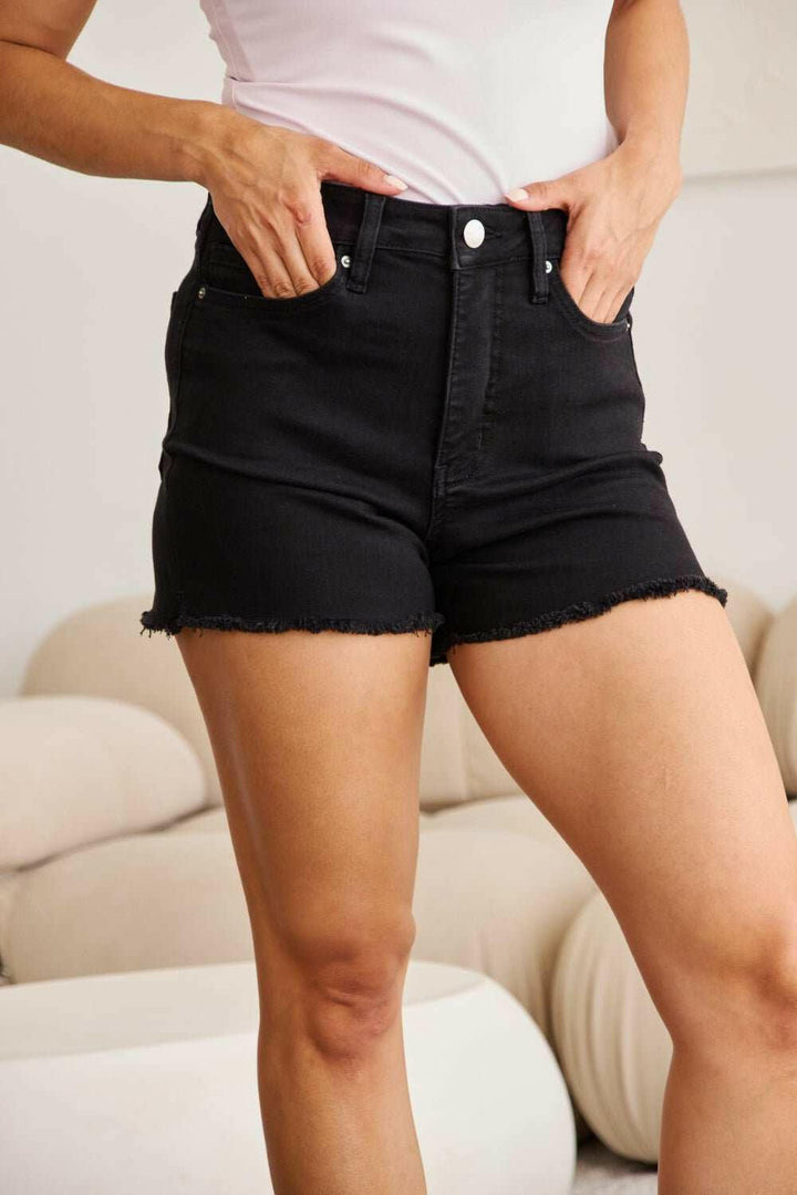 RFM Tummy Control High Waist Denim Shorts - Full Size - The Rogue Daisy